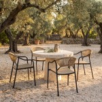 Πολυθρόνα στοιβαζόμενη "MARIN" μέταλλο σε μαύρο χρώμα και pe rattan σε φυσική απόχρωση 56x60x78
