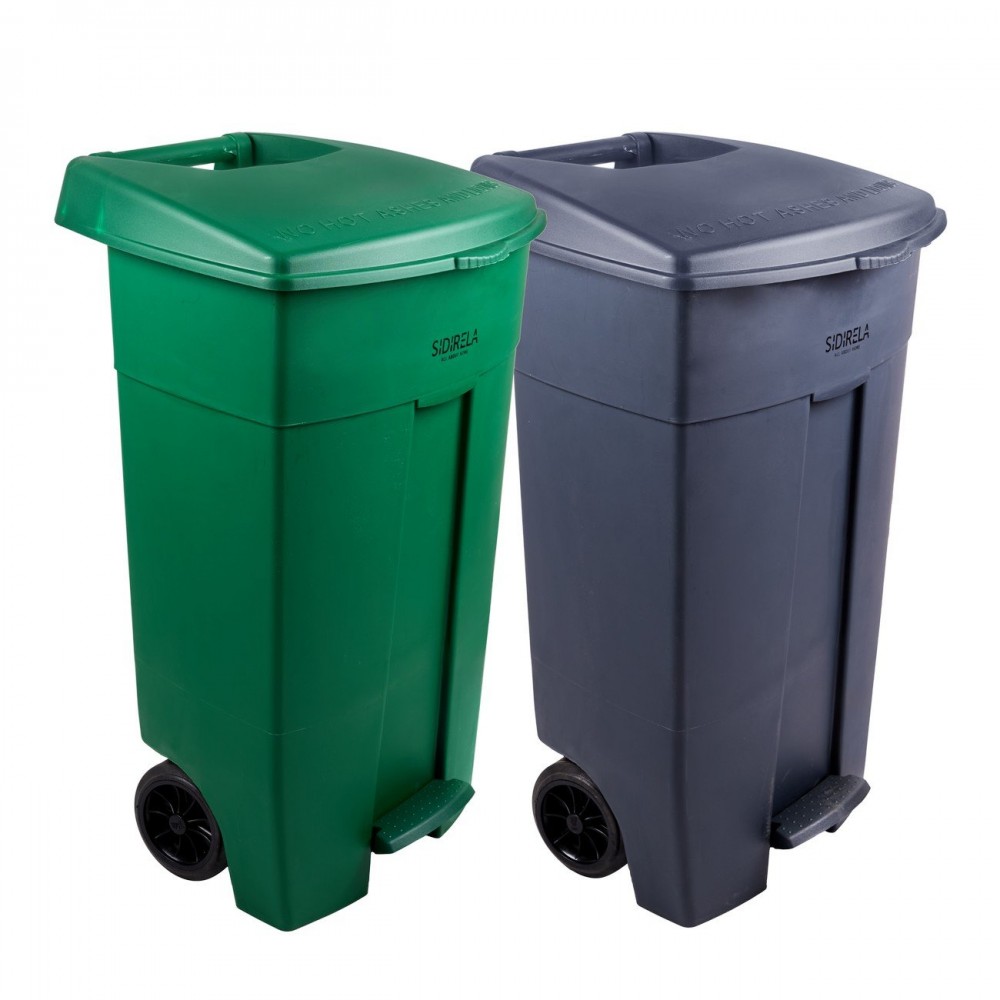 Κάδος απορριμμάτων πλαστικός με πεντάλ σε χρώμα γκρι 120lt