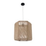 GloboStar® CAYMAN 00519 Boho Κρεμαστό Φωτιστικό Οροφής Μονόφωτο 1 x E27 AC220-240V IP20 - Φ40 x Υ40cm - Μπεζ Λεπτό Σχοινί Τριχιά Πλέγμα - 5 Χρόνια Εγγύηση