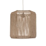 GloboStar® CAYMAN 00519 Boho Κρεμαστό Φωτιστικό Οροφής Μονόφωτο 1 x E27 AC220-240V IP20 - Φ40 x Υ40cm - Μπεζ Λεπτό Σχοινί Τριχιά Πλέγμα - 5 Χρόνια Εγγύηση