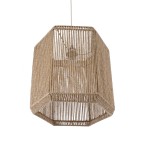 GloboStar® CAYMAN 00519 Boho Κρεμαστό Φωτιστικό Οροφής Μονόφωτο 1 x E27 AC220-240V IP20 - Φ40 x Υ40cm - Μπεζ Λεπτό Σχοινί Τριχιά Πλέγμα - 5 Χρόνια Εγγύηση