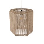 GloboStar® CAYMAN 00519 Boho Κρεμαστό Φωτιστικό Οροφής Μονόφωτο 1 x E27 AC220-240V IP20 - Φ40 x Υ40cm - Μπεζ Λεπτό Σχοινί Τριχιά Πλέγμα - 5 Χρόνια Εγγύηση