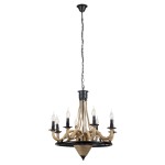 GloboStar® PENNSYLVANIA 00542 Vintage Κρεμαστό Φωτιστικό Οροφής Πολύφωτο 8 x E14 Μαύρο Μεταλλικό Πολυέλαιος με Μπεζ Σχοινί Φ64 x Y63cm