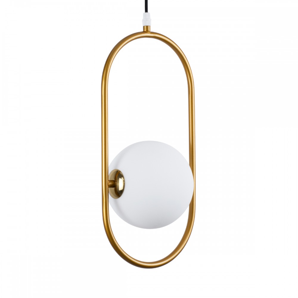 GloboStar® HAMBURG 00590 Μοντέρνο Κρεμαστό Φωτιστικό Μπάλα Μονόφωτο 1 x G9 Χρυσό Μέταλλο με Λευκό Γυαλί - Μ20 x Π15 x Υ40cm