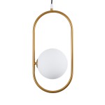 GloboStar® HAMBURG 00590 Μοντέρνο Κρεμαστό Φωτιστικό Οροφής Μονόφωτο 1 x G9 Χρυσό Μεταλλικό Γυάλινο Μπάλα Μ20 x Π15 x Υ40cm