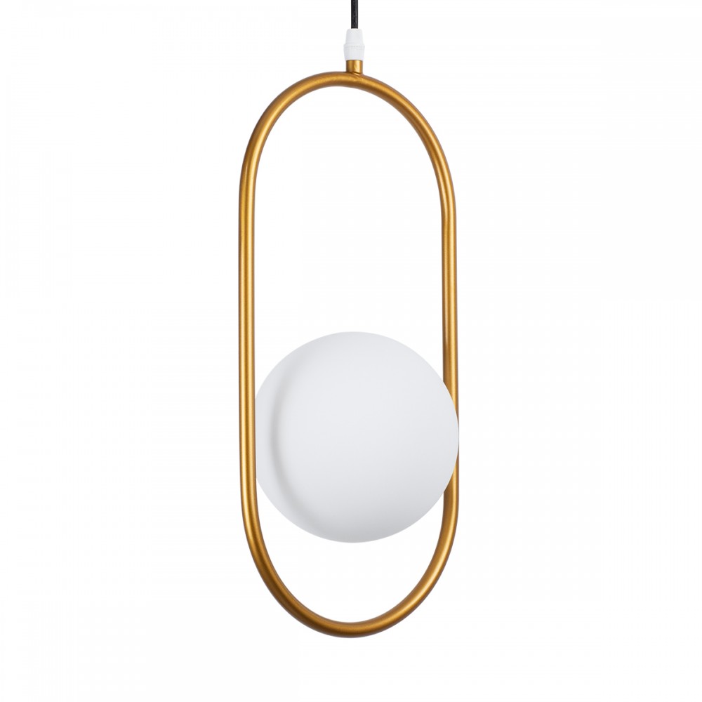 GloboStar® HAMBURG 00590 Μοντέρνο Κρεμαστό Φωτιστικό Οροφής Μονόφωτο 1 x G9 Χρυσό Μεταλλικό Γυάλινο Μπάλα Μ20 x Π15 x Υ40cm