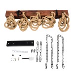 GloboStar® VIKING 00607 Vintage Κρεμαστό Φωτιστικό Οροφής Πολύφωτο 10 x E27 Σκούρο Καφέ Μεταλλικό Ξύλινο Ράγα Μ108 x Π11 x Υ96cm έως Y220cm max