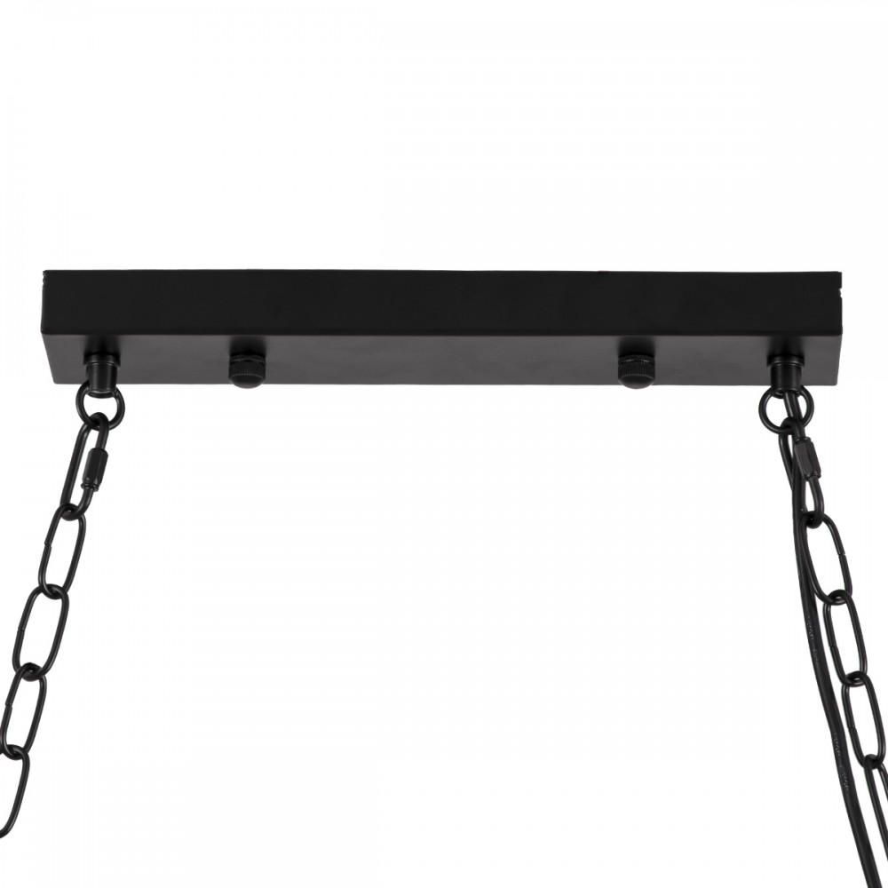 GloboStar® VIKING 00607 Vintage Κρεμαστό Φωτιστικό Οροφής Πολύφωτο 10 x E27 Σκούρο Καφέ Μεταλλικό Ξύλινο Ράγα Μ108 x Π11 x Υ96cm έως Y220cm max