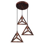 GloboStar® TRIANGLE 00618 Μοντέρνο Κρεμαστό Φωτιστικό Οροφής Τρίφωτο 3 x E27 Χάλκινο Μεταλλικό Πλέγμα Φ49 x Y130cm
