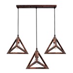 GloboStar® TRIANGLE 00623 Μοντέρνο Κρεμαστό Φωτιστικό Οροφής Τρίφωτο 3 x E27 Χάλκινο Μεταλλικό Πλέγμα Μ70 x Π22 x Y130cm