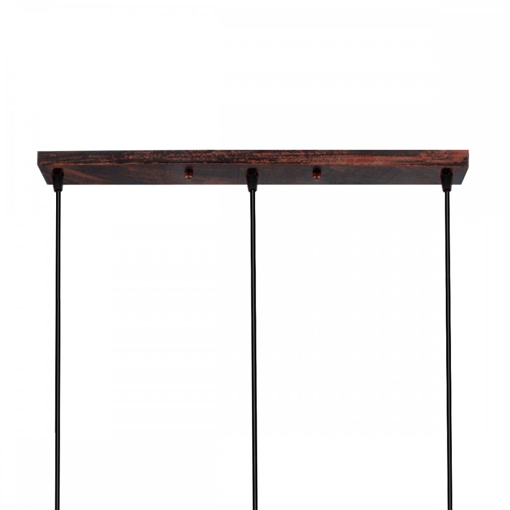 GloboStar® TRIANGLE 00623 Μοντέρνο Κρεμαστό Φωτιστικό Οροφής Τρίφωτο 3 x E27 Χάλκινο Μεταλλικό Πλέγμα Μ70 x Π22 x Y130cm