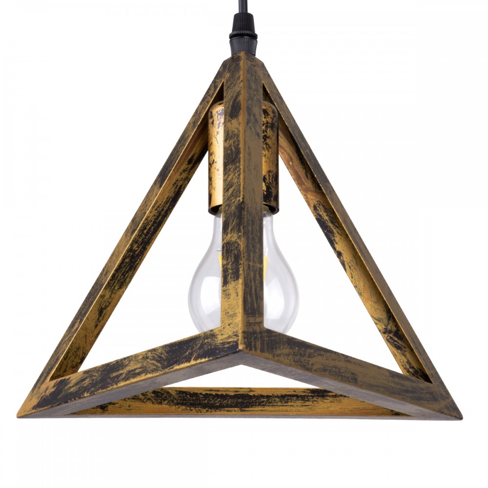 GloboStar® TRIANGLE 00624 Μοντέρνο Κρεμαστό Φωτιστικό Οροφής Τρίφωτο 3 x E27 Μπρούτζινο Μεταλλικό Πλέγμα Μ70 x Π22 x Y130cm
