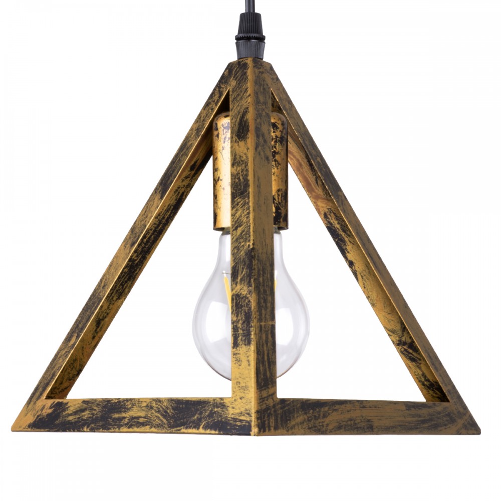 GloboStar® TRIANGLE 00624 Μοντέρνο Κρεμαστό Φωτιστικό Οροφής Τρίφωτο 3 x E27 Μπρούτζινο Μεταλλικό Πλέγμα Μ70 x Π22 x Y130cm