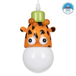 GloboStar® GIRAFFE 00638 Μοντέρνο Κρεμαστό Παιδικό Φωτιστικό Οροφής Μονόφωτο 1 x E27 Λευκό Πράσινο Πορτοκαλί Μαύρο Μεταλλικό Μ12 x Π10.5 x Υ13.5cm