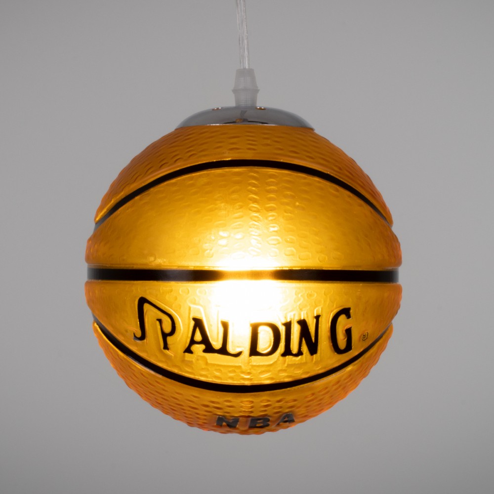 GloboStar® SPALDING NBA 00645 Μοντέρνο Κρεμαστό Παιδικό Φωτιστικό Οροφής Μονόφωτο 1 x E27 Πορτοκαλί Γυάλινο Φ18 x Υ18cm