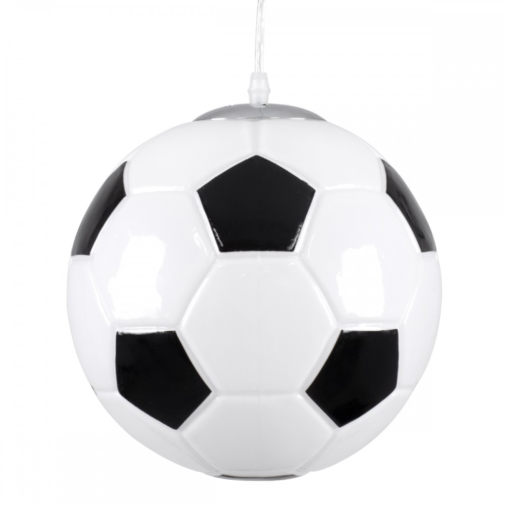 GLOBOSTAR® FOOTBALL 00647 Παιδικό Κρεμαστό Φωτιστικό Οροφής με Ντουί 1 x E27 AC 220-240V IP20 - Λευκό & Μαύρο - Μ25 x Π25 x Υ25cm