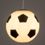 GloboStar® FOOTBALL 00647 Μοντέρνο Κρεμαστό Παιδικό Φωτιστικό Οροφής Μονόφωτο 1 x E27 Μαύρο Λευκό Γυάλινο Φ25 x Υ25cm