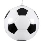 GloboStar® FOOTBALL 00647 Μοντέρνο Κρεμαστό Παιδικό Φωτιστικό Οροφής Μονόφωτο 1 x E27 Μαύρο Λευκό Γυάλινο Φ25 x Υ25cm