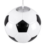 GloboStar® FOOTBALL 00647 Μοντέρνο Κρεμαστό Παιδικό Φωτιστικό Οροφής Μονόφωτο 1 x E27 Μαύρο Λευκό Γυάλινο Φ25 x Υ25cm