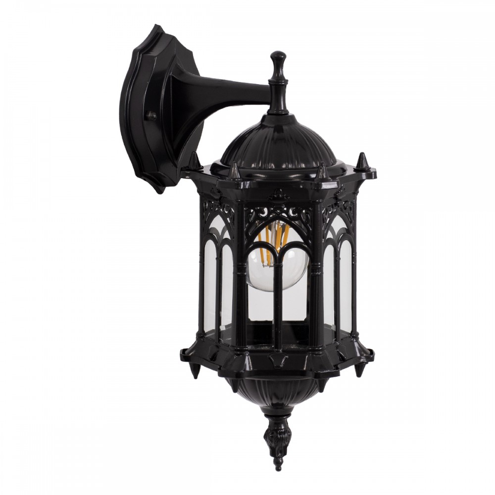 GloboStar® DARCY 00657 Vintage Φωτιστικό Τοίχου Απλίκα Μονόφωτο Μαύρο Μεταλλικό Πλέγμα Φ15.5 x Y34.5cm