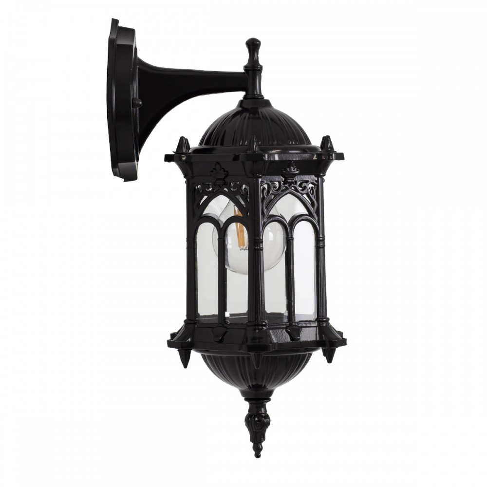 GloboStar® DARCY 00657 Vintage Φωτιστικό Τοίχου Απλίκα Μονόφωτο Μαύρο Μεταλλικό Πλέγμα Φ15.5 x Y34.5cm