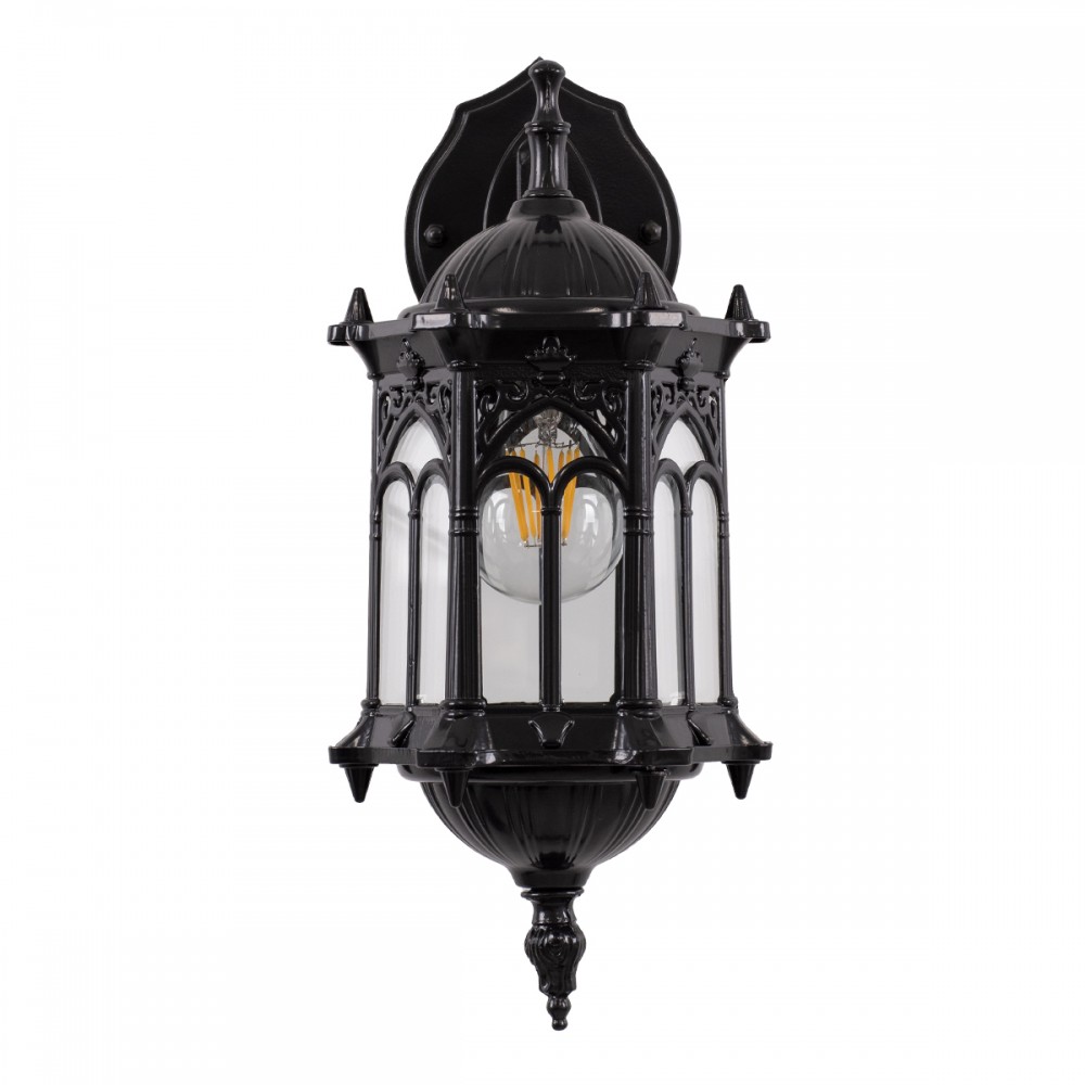 GloboStar® DARCY 00657 Vintage Φωτιστικό Τοίχου Απλίκα Μονόφωτο Μαύρο Μεταλλικό Πλέγμα Φ15.5 x Y34.5cm