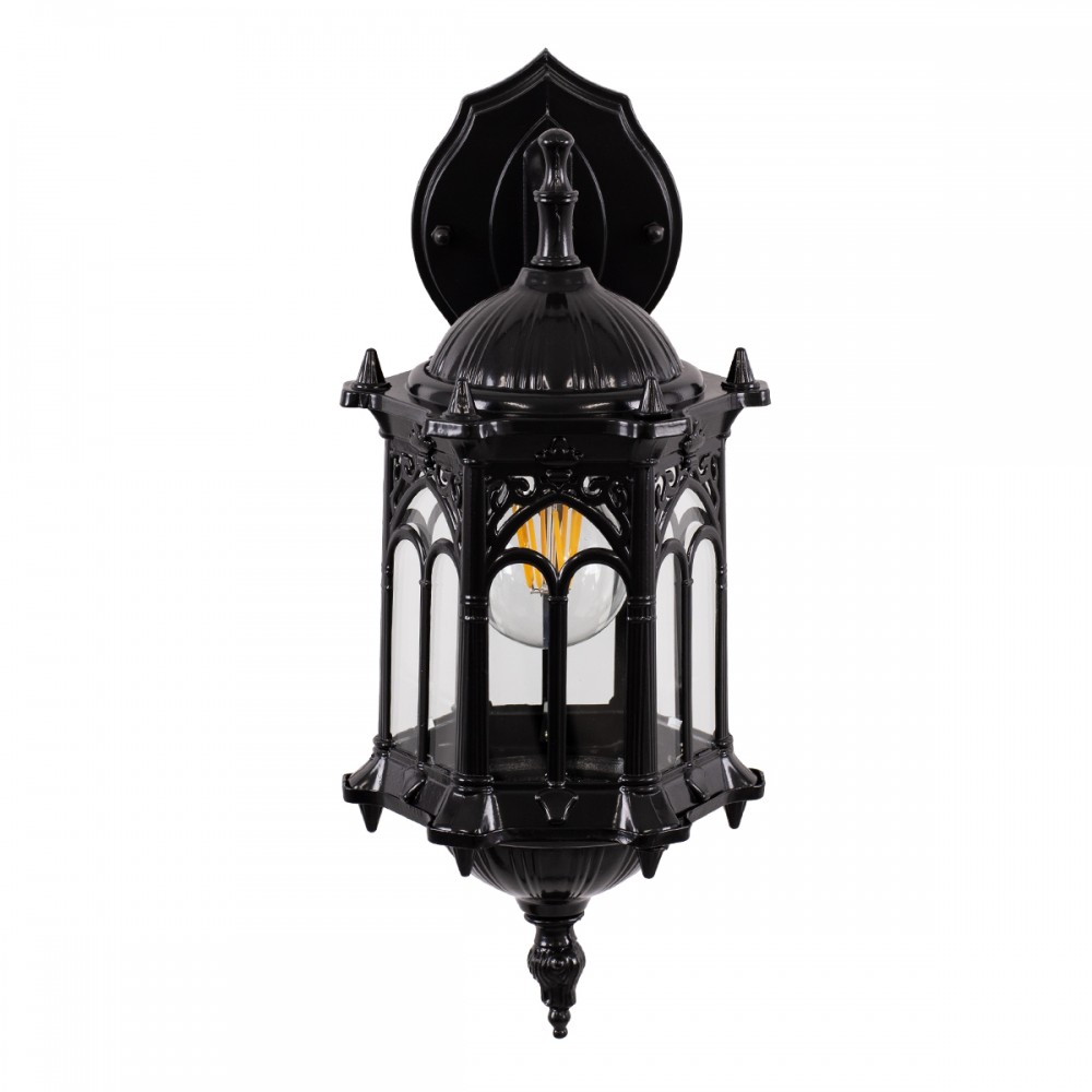GloboStar® DARCY 00657 Vintage Φωτιστικό Τοίχου Απλίκα Μονόφωτο Μαύρο Μεταλλικό Πλέγμα Φ15.5 x Y34.5cm