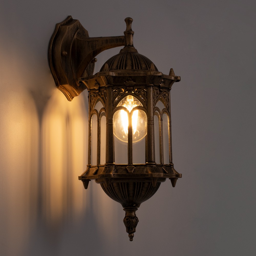GloboStar® DARCY 00658 Vintage Φωτιστικό Τοίχου Απλίκα Μονόφωτο Μπρούτζινο Μεταλλικό Πλέγμα Φ15.5 x Y34.5cm