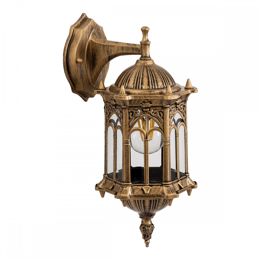 GloboStar® DARCY 00658 Vintage Φωτιστικό Τοίχου Απλίκα Μονόφωτο Μπρούτζινο Μεταλλικό Πλέγμα Φ15.5 x Y34.5cm