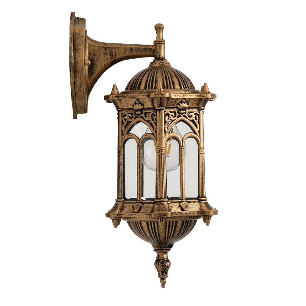 GloboStar® DARCY 00658 Vintage Φωτιστικό Τοίχου Απλίκα Μονόφωτο Μπρούτζινο Μεταλλικό Πλέγμα Φ15.5 x Y34.5cm