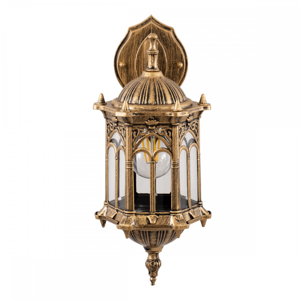 GloboStar® DARCY 00658 Vintage Φωτιστικό Τοίχου Απλίκα Μονόφωτο Μπρούτζινο Μεταλλικό Πλέγμα Φ15.5 x Y34.5cm