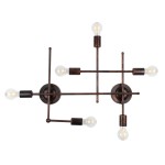 GloboStar® PIPING 00665 Vintage Industrial Επιτοίχιο Φωτιστικό Πολύφωτο Χάλκινο Μεταλλικό Πλέγμα Μ66 x Π9.5 x Υ49cm