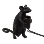 GloboStar® MOUSE 00678 Vintage Επιτραπέζιο Φωτιστικό Πορτατίφ Λαμπατέρ Μονόφωτο με Ντουί 1 x E14 AC 230V Μαύρο Πλαστικό Μ12 x Π4 x Υ10cm