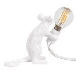 GloboStar® MOUSE 00679 Vintage Επιτραπέζιο Φωτιστικό Πορτατίφ Λαμπατέρ Μονόφωτο με Ντουί 1 x E14 AC 230V Λευκό Πλαστικό Μ12 x Π4 x Υ10cm