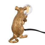 GloboStar® MOUSE 00680 Vintage Επιτραπέζιο Φωτιστικό Πορτατίφ Λαμπατέρ Μονόφωτο με Ντουί 1 x E14 AC 230V Χρυσό Πλαστικό Μ12 x Π4 x Υ10cm