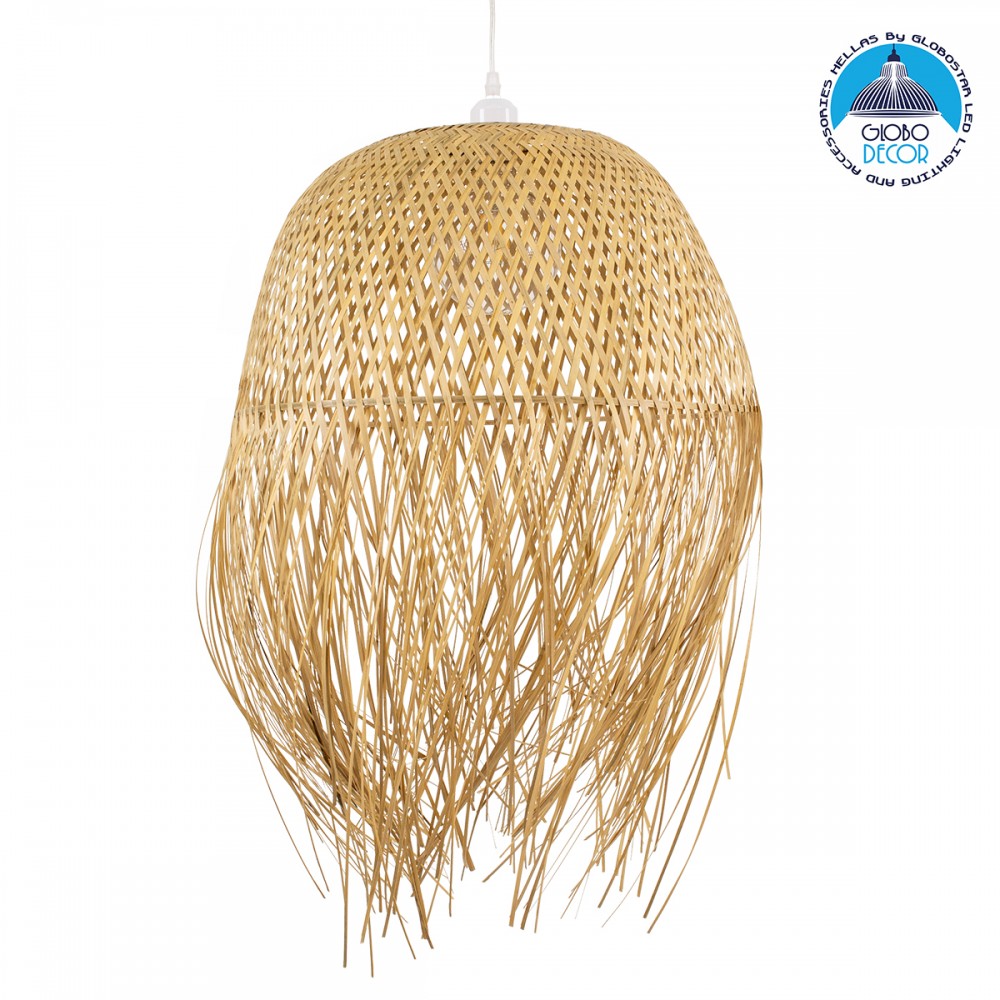GLOBOSTAR® MANILA 00713 Boho Κρεμαστό Φωτιστικό Οροφής με Ντουί 1 x E27 AC 220-240V IP20 - Μπεζ - Μ50 x Π50 x Υ70cm