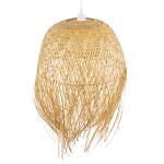 GloboStar® MANILA 00713 Vintage Κρεμαστό Φωτιστικό Οροφής Μονόφωτο 1 x E27 Μπέζ Ξύλινο Ψάθινο Μπαμπού Καμπάνα Φ50 x Y70cm