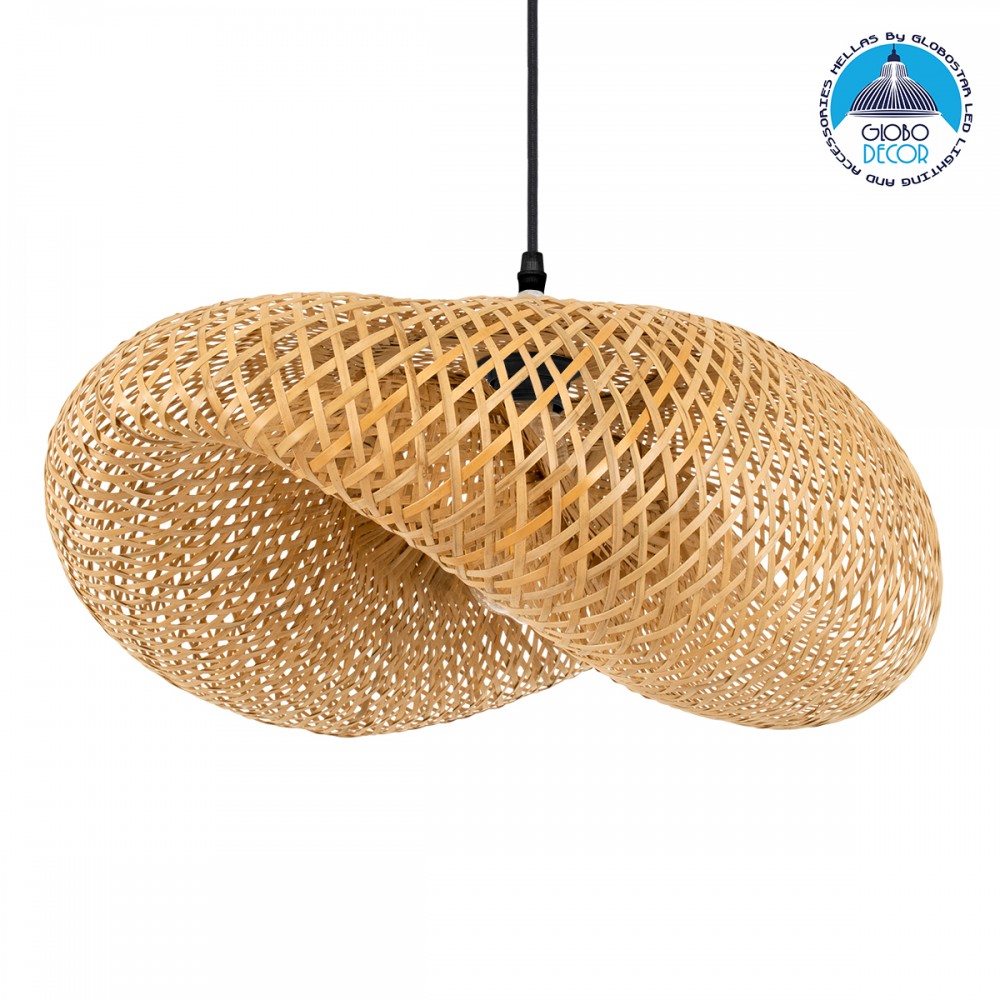 GLOBOSTAR® MEXICO 00719 Boho Κρεμαστό Φωτιστικό Οροφής με Ντουί 1 x E27 AC 220-240V IP20 - Μπεζ - Μ65 x Π46 x Y30cm
