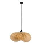 GloboStar® MEXICO 00719 Vintage Κρεμαστό Φωτιστικό Οροφής Μονόφωτο 1 x E27 Μπεζ Ξύλινο Μπαμπού Μ65 x Π46 x Y30cm