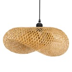 GloboStar® MEXICO 00719 Vintage Κρεμαστό Φωτιστικό Οροφής Μονόφωτο 1 x E27 Μπεζ Ξύλινο Μπαμπού Μ65 x Π46 x Y30cm