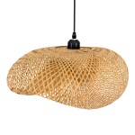 GloboStar® MEXICO 00719 Vintage Κρεμαστό Φωτιστικό Οροφής Μονόφωτο 1 x E27 Μπεζ Ξύλινο Μπαμπού Μ65 x Π46 x Y30cm