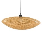 GloboStar® MEXICO 00719 Vintage Κρεμαστό Φωτιστικό Οροφής Μονόφωτο 1 x E27 Μπεζ Ξύλινο Μπαμπού Μ65 x Π46 x Y30cm