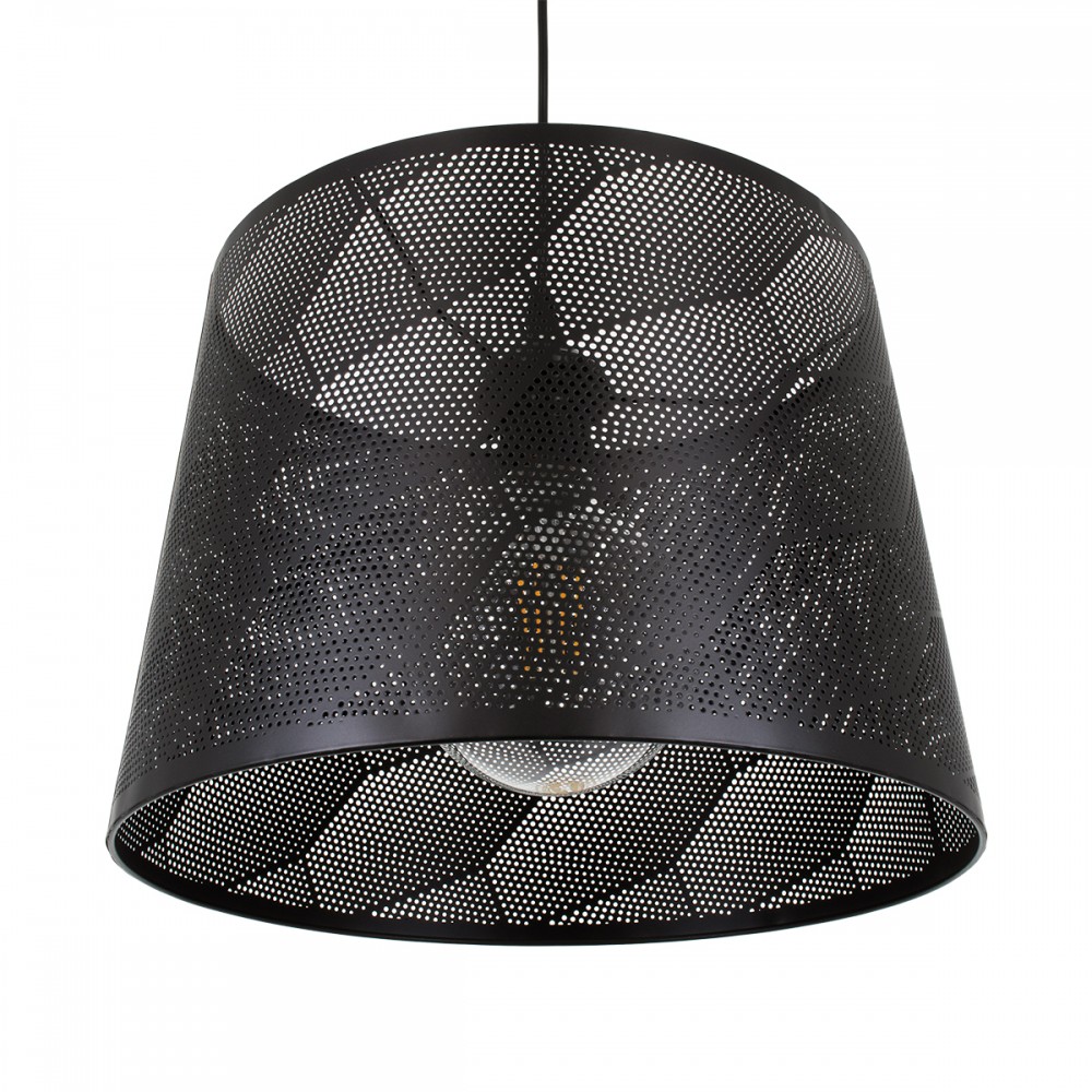 GloboStar® SPARKLE 00733 Μοντέρνο Κρεμαστό Φωτιστικό Οροφής Μονόφωτο 1 x E27 Μαύρο Μεταλλικό Πλέγμα Φ35 x Y26cm