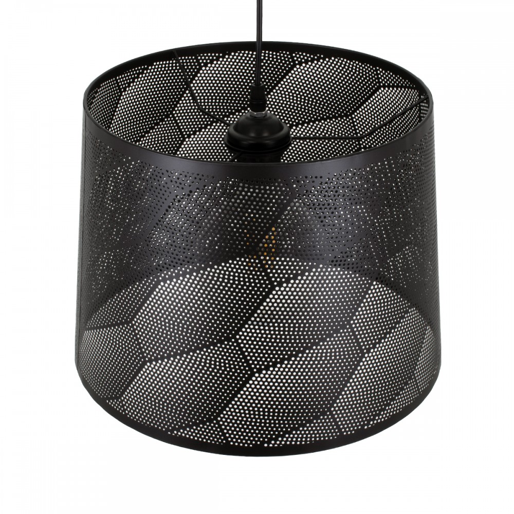 GloboStar® SPARKLE 00733 Μοντέρνο Κρεμαστό Φωτιστικό Οροφής Μονόφωτο 1 x E27 Μαύρο Μεταλλικό Πλέγμα Φ35 x Y26cm