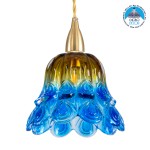 GloboStar® SACHA 00735 Vintage Κρεμαστό Φωτιστικό Οροφής Μονόφωτο 1 x E27 Γυάλινο Πολύχρωμο Καμπάνα Φ15 x Υ18cm