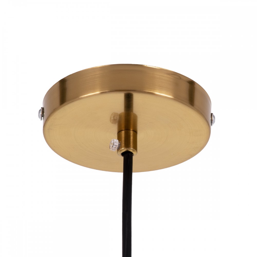 GloboStar® AVERY 00740 Μοντέρνο Κρεμαστό Φωτιστικό Οροφής Μονόφωτο 1 x E27 Διάφανο Γυάλινο με Χρυσό Μεταλλικό Πλέγμα Φ30 x Υ48cm