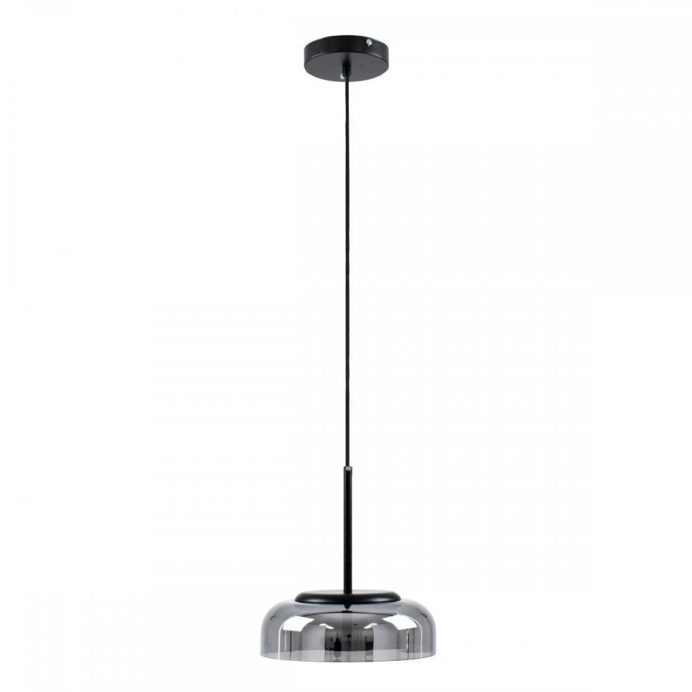 GloboStar® CHARLOTTE 00743 Μοντέρνο Κρεμαστό Φωτιστικό Οροφής Μονόφωτο Φιμέ Γυάλινο Μαύρο Μεταλλικό CREE LED 5W 500lm 180° AC 85-265V Θερμό Λευκό 2700K Φ23 x Υ23cm