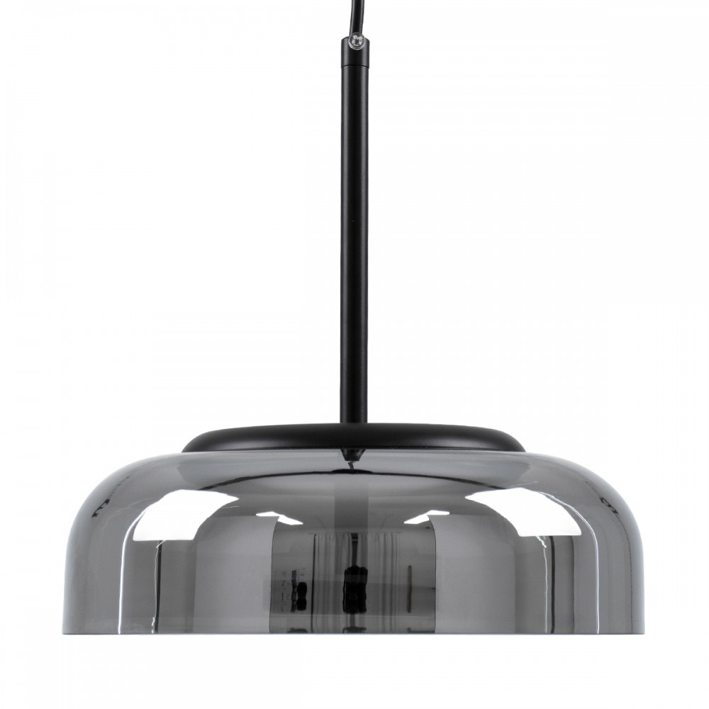 GloboStar® CHARLOTTE 00743 Μοντέρνο Κρεμαστό Φωτιστικό Οροφής Μονόφωτο Φιμέ Γυάλινο Μαύρο Μεταλλικό CREE LED 5W 500lm 180° AC 85-265V Θερμό Λευκό 2700K Φ23 x Υ23cm