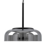 GloboStar® CHARLOTTE 00743 Μοντέρνο Κρεμαστό Φωτιστικό Οροφής Μονόφωτο Φιμέ Γυάλινο Μαύρο Μεταλλικό CREE LED 5W 500lm 180° AC 85-265V Θερμό Λευκό 2700K Φ23 x Υ23cm