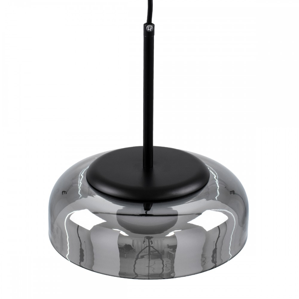 GloboStar® CHARLOTTE 00743 Μοντέρνο Κρεμαστό Φωτιστικό Οροφής Μονόφωτο Φιμέ Γυάλινο Μαύρο Μεταλλικό CREE LED 5W 500lm 180° AC 85-265V Θερμό Λευκό 2700K Φ23 x Υ23cm